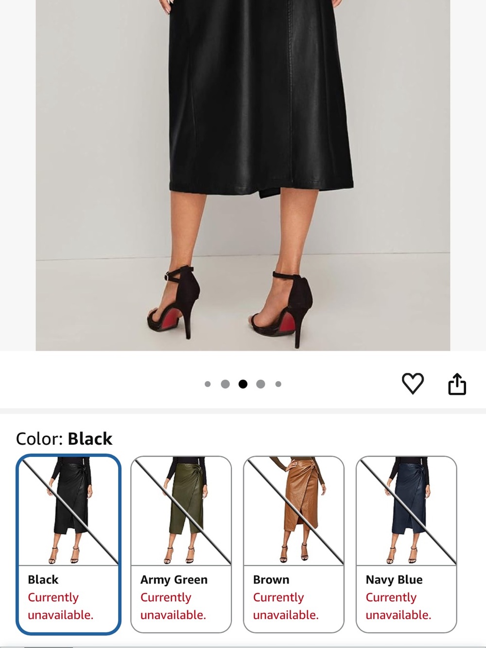 Elegant High Waist Knot Side Wrap PU Leather Midi Skirt - Picture 6 of 10